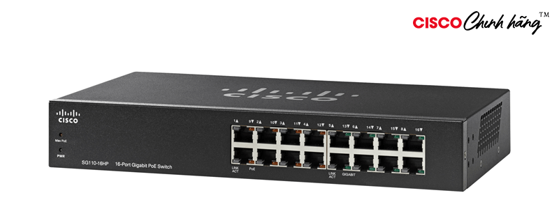 SG110-16HP Cisco SG110-16HP 16-Port PoE Gigabit Switch