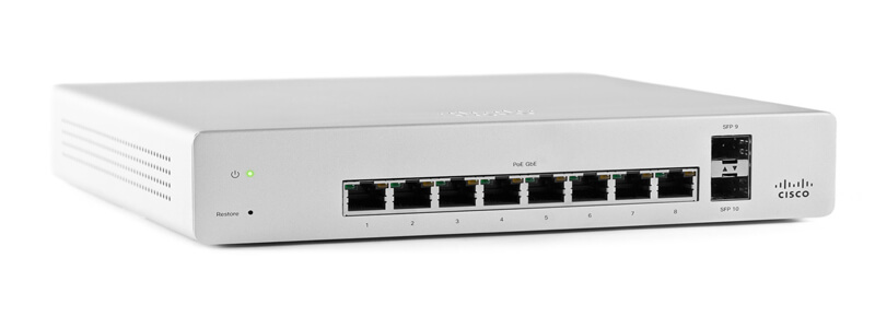 MS220-8 8-port gigabit switch with 2 SFP interfaces